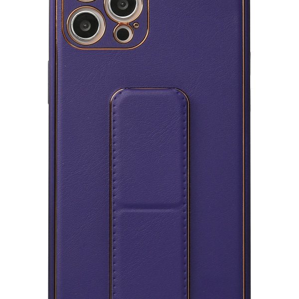 Newface iPhone 12 Pro Max Kılıf Coco Deri Standlı Kapak - Mor