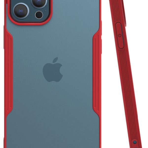 Newface iPhone 12 Pro Max Kılıf Platin Silikon - Kırmızı