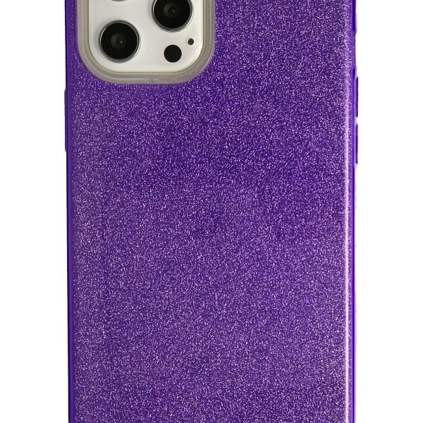 Newface iPhone 12 Pro Max Kılıf Simli Katmanlı Silikon - Mor