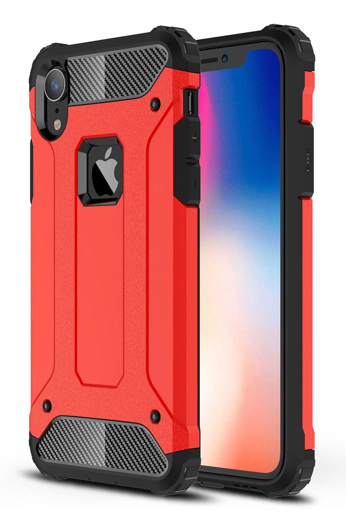 newface-iphone-xr-kilif-tank-kirmizi-2 Newface iPhone XR Kılıf Tank Silikon Kapak - Kırmızı - Görsel 1