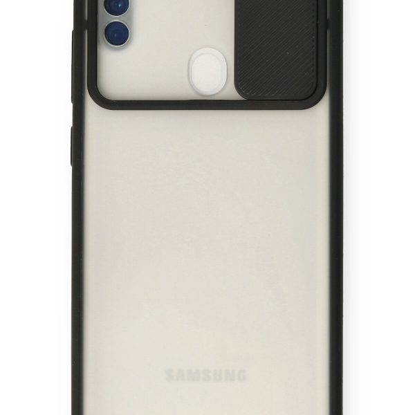 Newface Samsung Galaxy A11 Kılıf Palm Buzlu Kamera Sürgülü Silikon - Siyah