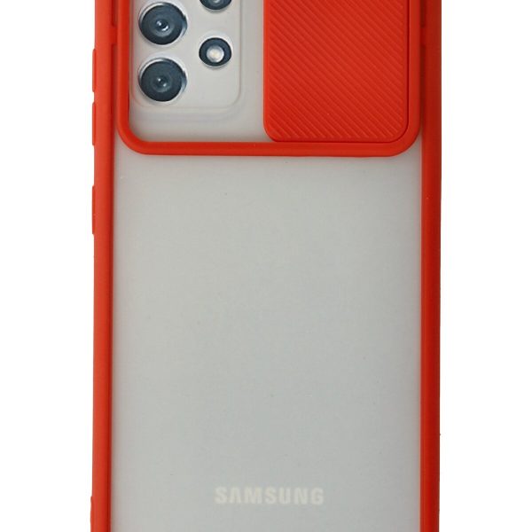 Newface Samsung Galaxy A32 Kılıf Palm Buzlu Kamera Sürgülü Silikon - Kırmızı