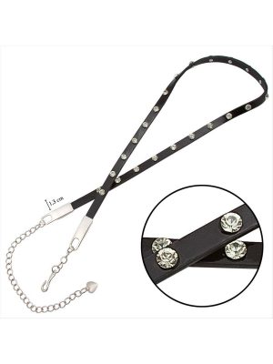 Klasik Deri Taşlı Kemer-Turuncu