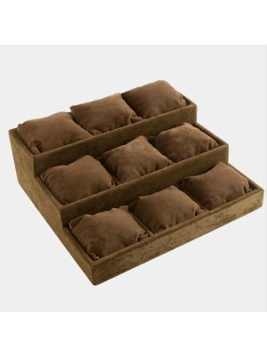 3 Basamaklı Anfora Kumaş Yastıklı Stand-Açık Kahverengi