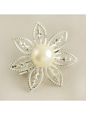 Papatya İnci Broş-Gümüş Rengi