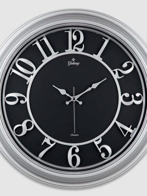 DUVAR SAATİ GRİ İÇİ SİYAH 46CM KABARTMA RAKAM METAL AKREP YELKOVAN AKAR SANİYE