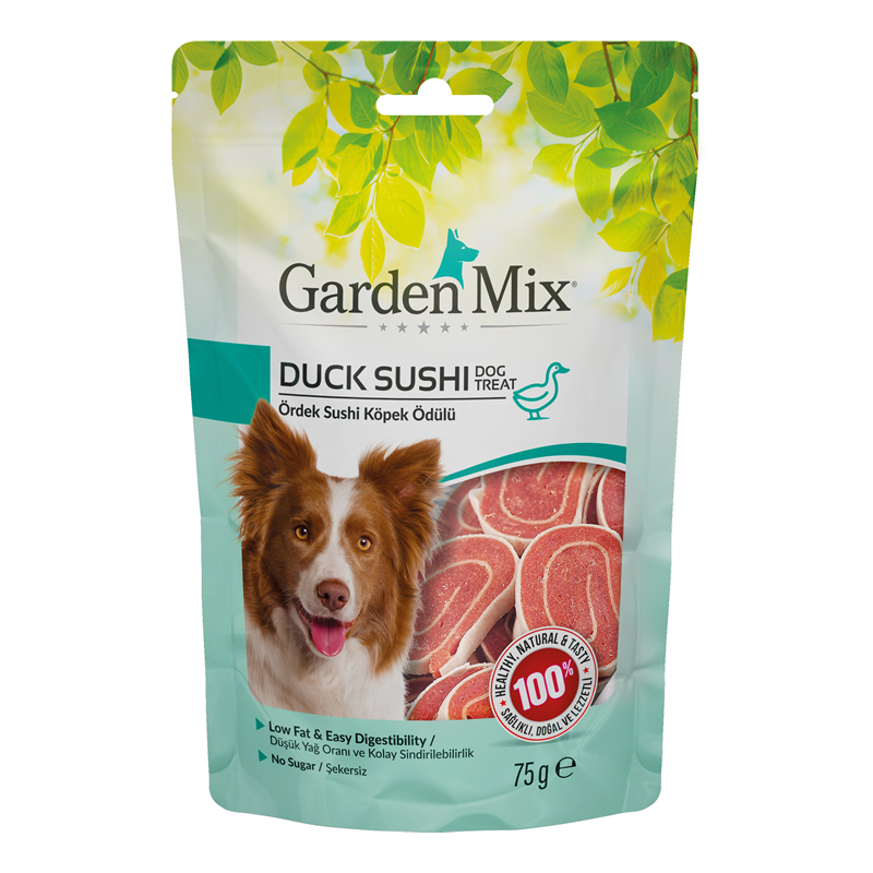 056a6a6a6ff47bf8a14567665d429f06.jpg GARDEN MIX ÖRDEKLI SUSHI KÖPEK ÖDÜLÜ 75 GRAM X 4 ADET - Görsel 1