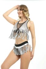 Gri Deri ( Lame ) Püsküllü Gecelik - 428 - Beden L/XL - Görsel 3