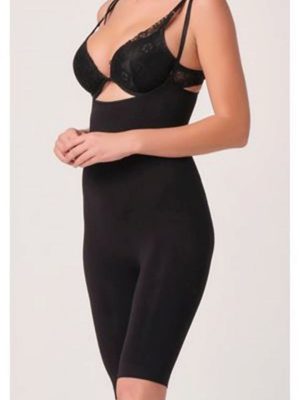 Siyah Kadın Paçalı Boy Dikişsiz Korse - 751 - Beden M