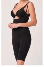 Siyah Kadın Paçalı Boy Dikişsiz Korse - 751 - Beden XL