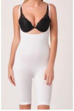 Beyaz Kadın Paçalı Boy Dikişsiz Korse - 751 - Beden L