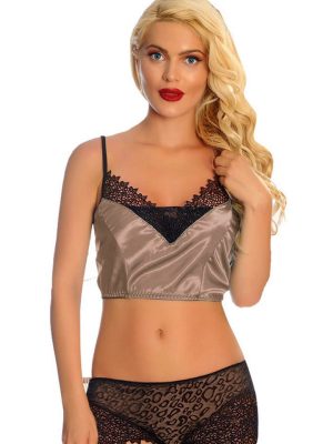 Vizon Saten Dantelli Babydoll Şortlu Takım - 289 - Beden S/M