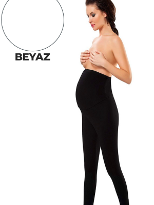 Beyaz Hamile ( Lohusa ) Penye Tayt - 560 - Beden L/XL