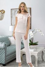 Pudra Penye Pijama Takımı - 1417 - Beden XL - Görsel 2