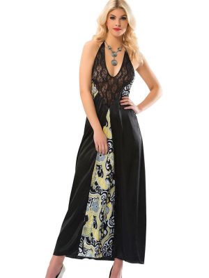 Siyah Dantelli Saten Gecelik - 086 - Beden S/M