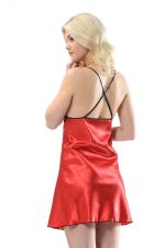 Kırmızı Dantelli Saten Gecelik - M-383 - Beden S/M - Görsel 2