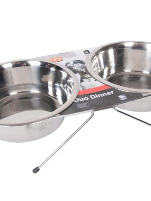 Karlıe İkili Çelik Mama Kabı 2x1600 Ml-21 Cm