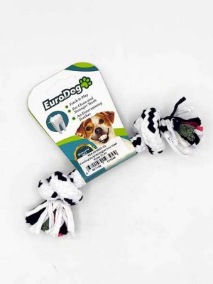 EuroDog Diş İpi İki Düğüm İnce Siyah Beyaz 15 cm