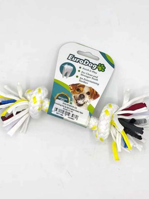 EuroDog Diş İpi İki Düğüm Kalın Sarı Beyaz 15 cm