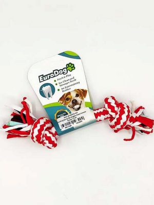 EuroDog Diş İpi İki Düğüm Kalın Kırmızı Beyaz 15cm