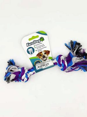 EuroDog Diş İpi İki Düğüm Kalın Mor Mavi Beyaz15cm