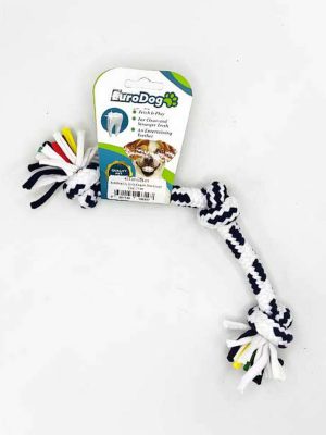 EuroDog Diş İpi Üç Düğüm Mavi Beyaz Çizgi 15 cm