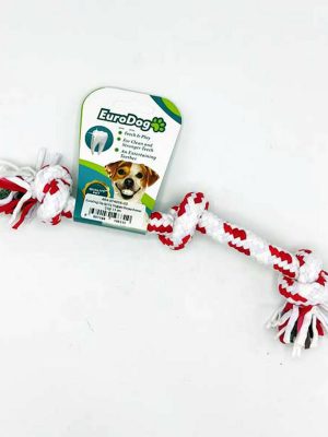 EuroDog Diş İpi Üç Düğüm Beyaz Kımızı Çizgi 15 cm