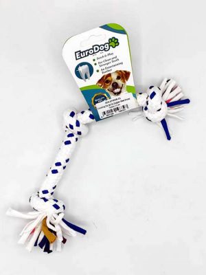 EuroDog Diş İpi Üç Düğüm Mavi Beyaz Nokta 15 cm