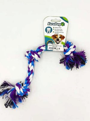 EuroDog Diş İpi Üç Düğüm  Mor Mavi Beyaz 40 cm