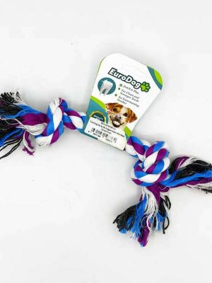 EuroDog Diş İpi İki Düğüm Kalın Mor Mavi Beyaz20cm