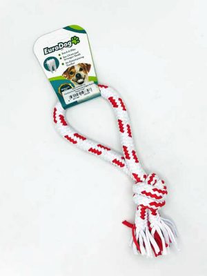 EuroDog Diş İpi Halka Tek Düğüm Kırmızı Beyaz 25cm