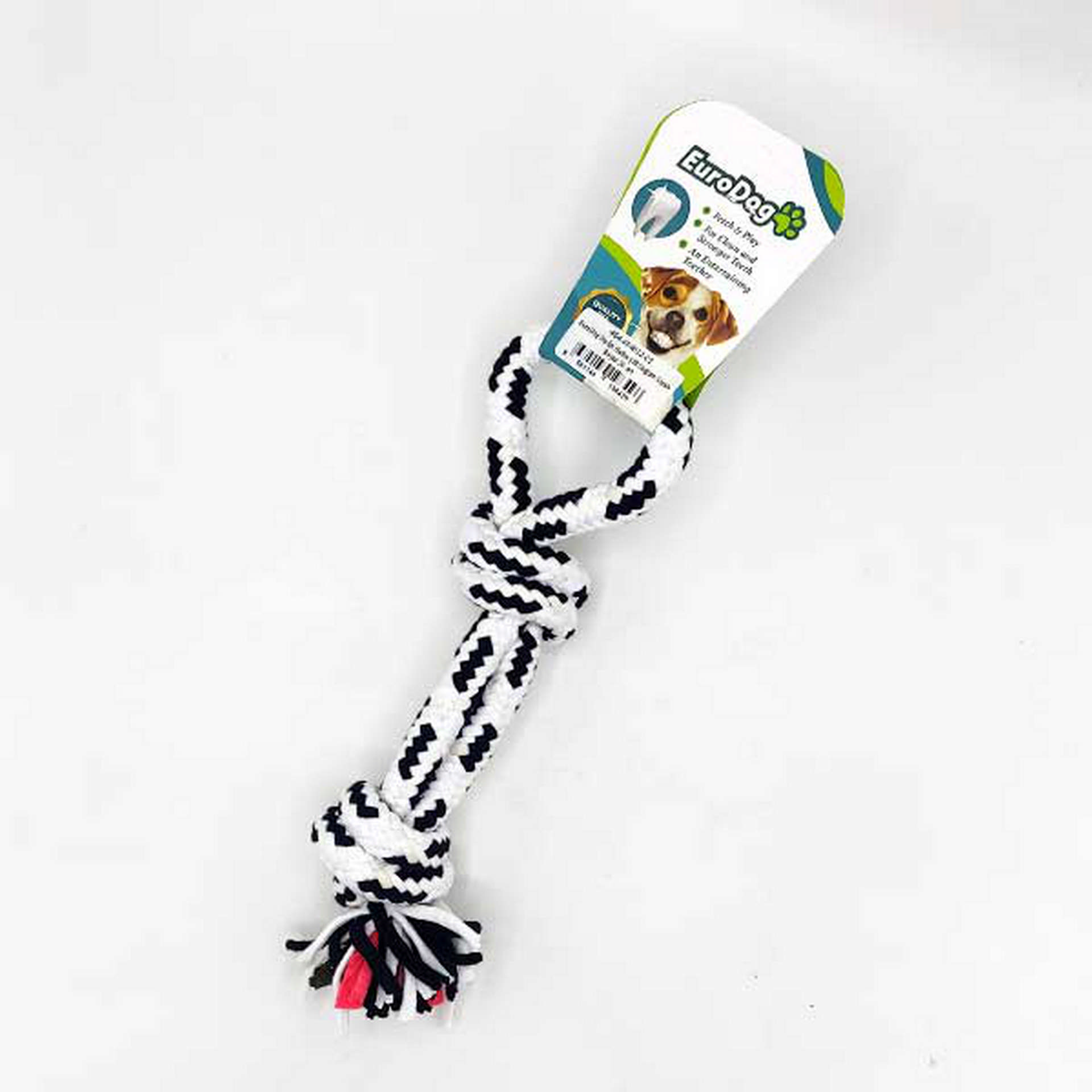 1047849_454-AY4012-01.jpg EuroDog Diş İpi Halka Çift Düğüm Siyah Beyaz 30 cm - Görsel 1