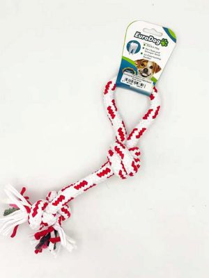 EuroDog Diş İpi Halka Üç Düğüm Kırmızı Beyaz 30 cm