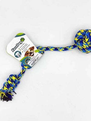 EuroDog Diş İpi İki Bur.Tek Top.Yeş.Sarı Mavi 30cm