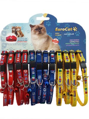 EuroCat Bayrak Desenli Çıngıraklı Kedi Boyun Tasması 12'li