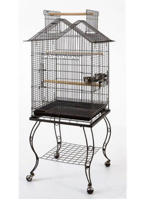 Sehpalı Papağan Kafesi (51x51x139) Siyah Dövme