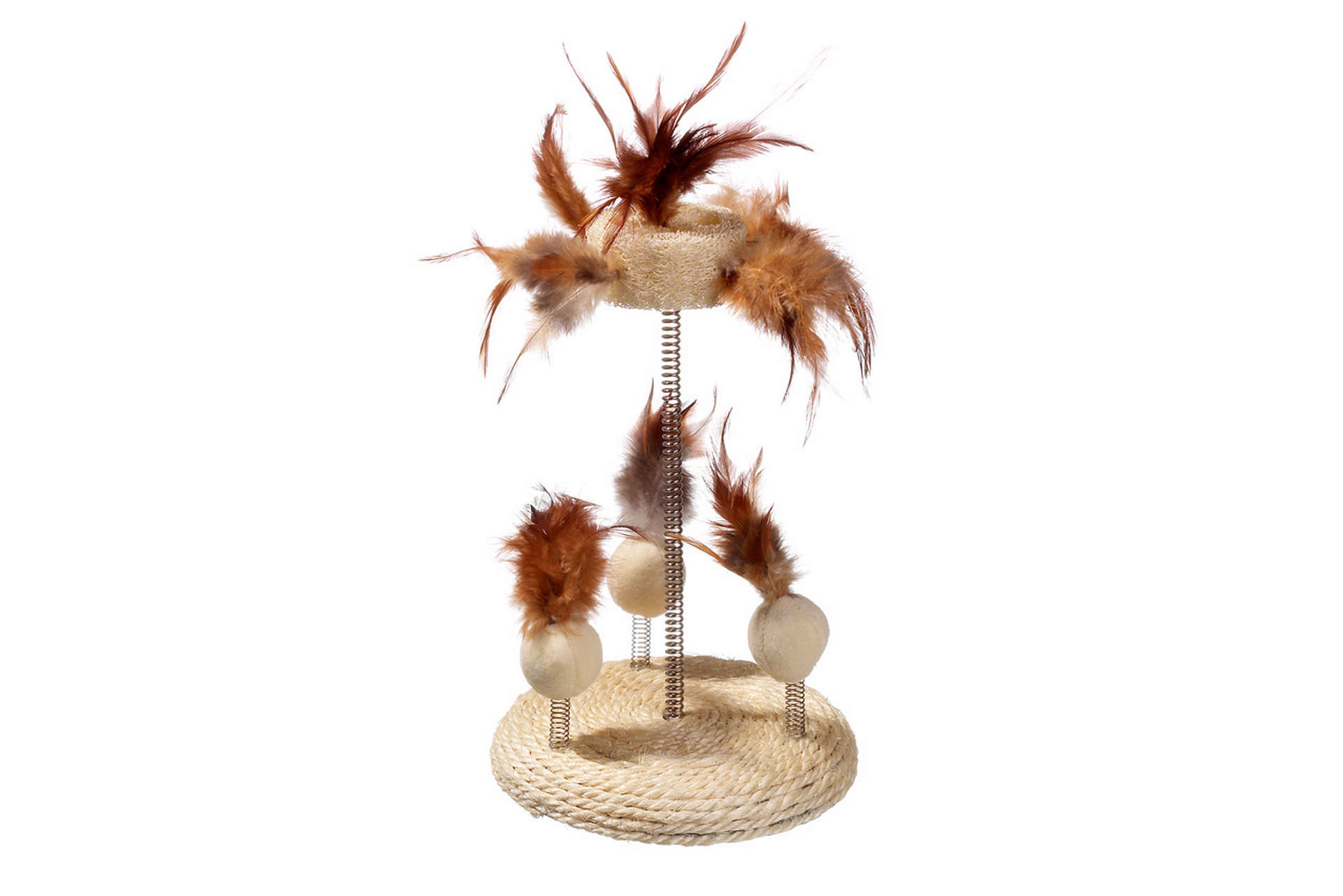 1058037_19898915.jpg Karlıe Yaylı Kedi Oyuncağı 25x15cm Bej - Görsel 1