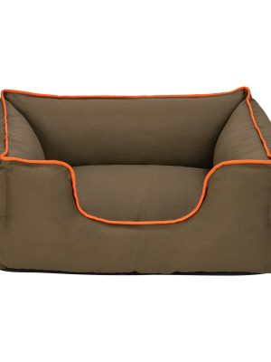 Pet Comfort Alpha Kedi ve Köpek Yatağı Haki w Turuncu Biye S 60x50cm