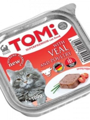 Tomi Kedi Dana Etli Ve Kümes Hayvanlı Alüminyum Yaş Mama 100gr (pate)