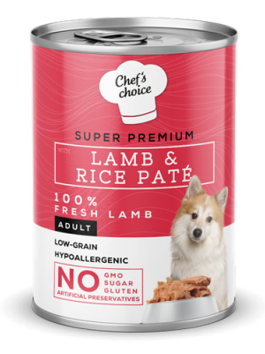 CHEFS CHOICE  400 GR X 12 ADET  YETIŞKIN KÖPEKLER İÇIN, HIPOALERJENIK, KUZU ETLI VE PIRINÇLI EZME