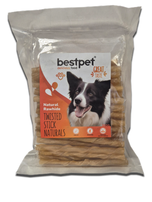 Bestpet 350 gr Twisted Stick Naturals, %100 Doğal Deri Burgu Köpek Ödül Çubuğu