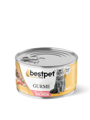 Bestpet 85 gr X 24 ADET Kısırlaştırılmış Yetişkin Kediler İçin Tahılsız, Jöle İçinde Somon Parça Etli Yaş Mama