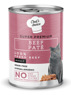 Chefs Choice 400 gr X 12 ADET Yetişkin Kediler İçin, Tahılsız, Hipoalerjenik, Sığır Etli Ezme