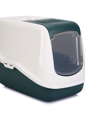 Beeztees Kapalı Kedi Tuvaleti, Koku Filtreli, Koyu Yeşil Beyaz, 56x39x39cm