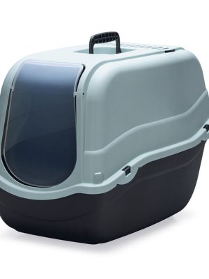 Beeztees Kapalı Kedi Tuvaleti, Koku Filtreli, Açık Mavi Antrasit, 57x39x41cm