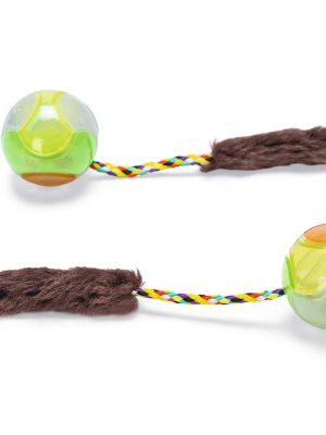 Beeztees Kedi Oyuncağı, Kuyruklu Top, 2 Adet,  Çeşitli Renklerde, 18x4,5x4,5cm