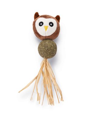 Beeztees Kedi Oyuncağı, Peluş Baykuş ve Kediotu Topu, 16cm