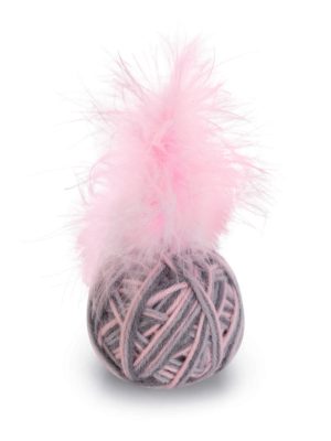 Beeztees Kedi Oyuncağı, Top Tüylü, Yün, Pembe ve Gri, 5cm