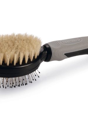 Beeztees Kısa ve Uzun Tüylü Kedi Çift Fırçası ve Tarağı, Çift Taraflı, Siyah Gri, 21cm