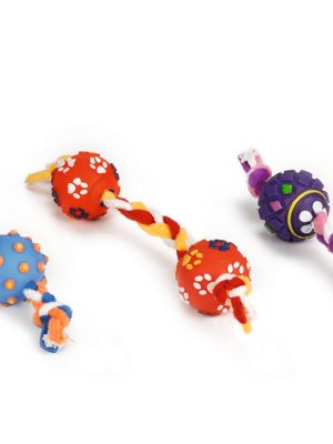 Beeztees Köpek Oyuncağı, İpli Top, Vinyl, Çeşitli Renklerde, S, Top 4,5cm - 30cm